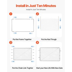 Panel de Cerca de Alambre Ajustable de 72 x 48 Pulgadas, Puerta de Jardín con Abertura para Cercas de 2.2-6 pies (Ancho) x 6 pies (Alto) - Product Image 3