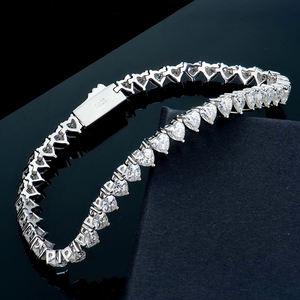 Bracelet de luxe pour femme en diamant taille poire, pierre naturelle, or blanc, certifié GIA, bijoux de mariage - Product Image 4