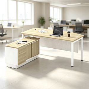 Meuble de rangement de bureau moderne avec plateau en acier et cadre blanc pour usage domestique, commercial ou professionnel - Système de bureau AY - Product Image 2