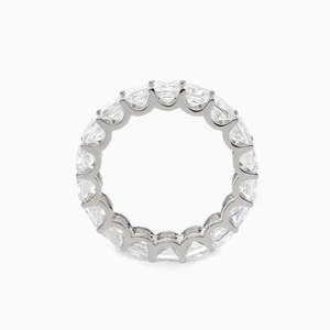 Bague en or véritable avec diamant de laboratoire personnalisé, style boutique, faite à la main, coupe princesse carrée, bande éternelle complète, bijoux IGI - Product Image 5
