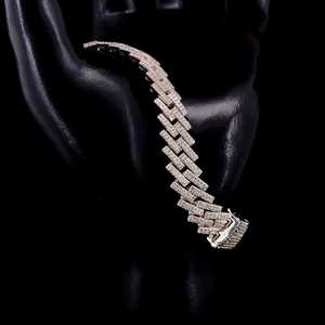 925 Silver Moissanite Cuban Link Bracelet Iced Out Hip Hop Bling Bracelet Bold Jewelry For Men Women Gift Design - Product Image 1