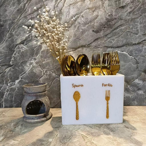 Porte-cuillères en marbre blanc fait main au design attrayant, pour hôtels et restaurants de luxe, décoratif et pratique. - Product Image 1