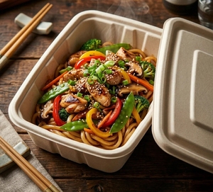 Bagasse Disposable Lunch Box Rectangular Food <b>Container</b> Compostable Microwavable Rectangular Meal Prep Tray for Restaurant - Product Image 3