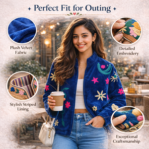 Veste bomber de qualité supérieure brodée à la main pour femmes - Product Image 3