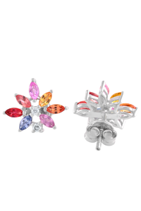Pendientes de Diamantes y Múltiples Zafiros con Baño de Rodio en Plata de Ley 92.5 para Boda y Compromiso KLST-30809 - Product Image 2