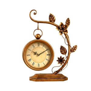 <b>Retro</b> Metal Desk <b>Clock</b> Antique Finished Tabletop <b>Clock</b> Vintage Roman Numeral Shelf <b>Clock</b> for Living Room Office Decoration - Product Image 4
