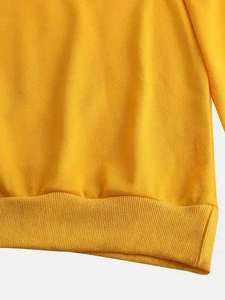 เสื้อสเวตเชิ้ตคอกลมสีเหลืองแบบยูนิเซ็กซ์ ทรงโอเวอร์ไซส์ ผ้าถัก สวมใส่สบาย สีพื้น แขนยาว เหมาะสำหรับใส่ในฤดูใบไม้ร่วง - Product Image 3