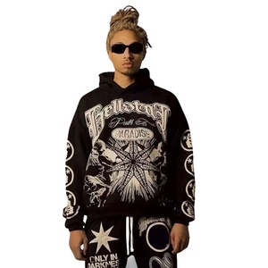 Propre graphique Design personnalisé imprimé bouffant Allover épais coton polaire pull à capuche coupe et coudre survêtements fournisseur hommes sweat - Product Image 5