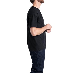 เสื้อยืดสีดำทรงโอเวอร์ไซส์สำหรับผู้ชาย ผ้าฝ้ายทอ 100% แบบเรียบ  รับปักโลโก้ด้านหน้า พิมพ์ลาย  ขายส่ง - Product Image 6