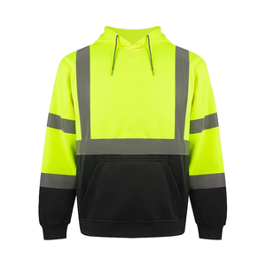 Sweat à capuche de travail haute visibilité en polyester réfléchissant pour homme, uniforme de sécurité imperméable et respirant avec fermeture éclair frontale - Product Image 1