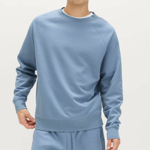 เสื้อสเวตเชิ้ตคอกลมแขนราแกลนสีฟ้าอ่อนแบบยูนิเซ็กซ์ ทรงโอเวอร์ไซส์ สวมใส่สบายๆ สำหรับฤดูใบไม้ร่วง ผลิตจากผ้าฝ้าย 100% แบบเฟรนช์เทอร์รี่ถัก - Product Image 3