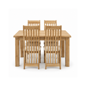 Ensemble de table à manger en teck de qualité supérieure ARTERRA, ensemble de meubles de salle à manger rectangulaire avec chaises pour la maison, l'hôtel, la villa, l'appartement - Product Image 2