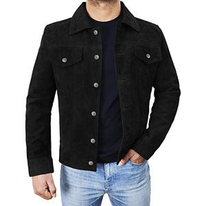 Men'sTop Quality Premium Leather Trucker Jacket Suede Leather Premium Soft Touch Fully <b>Lined</b> Black Suede <b>Jeans</b> Style Jacket - Product Image 6