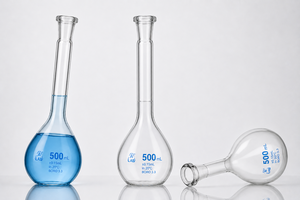 Fiole volumétrique en verre borosilicate de classe A de 500 ml avec bouchon en PE pour la mesure chimique en laboratoire - Product Image 2