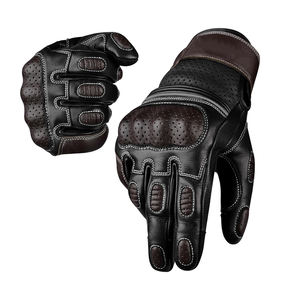 Guantes de Motocicleta Unisex de Cuero Genuino para Invierno, Compatibles con Pantalla Táctil, Cierre de Gancho y Bucle para Carreras, OEM/ODM - Product Image 1