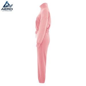 Newest Style Tracksuit Women Full Set Casual 2 Piece Outfits Plain Long Sleeve Ladies <b>Cropped</b> Half Zipper <b>Top</b> And Jogger Sets - Product Image 4