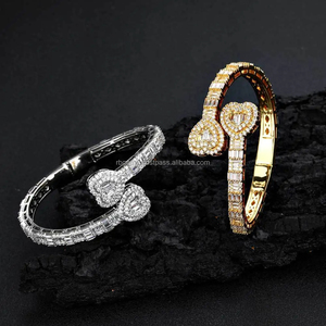 RB <b>Gems</b> Hot-Selling Hip-Hop Diamond Asscher Cut Miami Cuban Chain Women's <b>Bracelets</b> 14mm Width Yellow Gold Plated Lab Grown IGI - Product Image 5