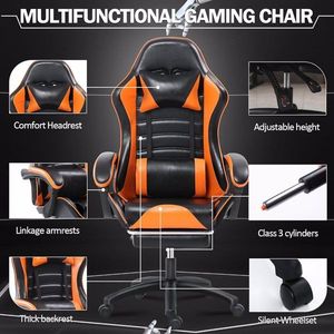 Ergonomic PU Leather <b>Gaming</b> <b>Chair</b> with Footrest Reclining Gamer Office <b>Chair</b> with Lumbar Support <b>for</b> <b>Adults</b> - Product Image 2