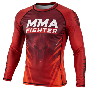 MMA Fighter Long Sleeve Rash Guard Full Sleeve <b>Compression</b> <b>Shirt</b> Quick Dry <b>Men's</b> Sport Top Sublimation Print Design Rash Guard - Product Image 1
