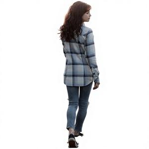 Camisas Casuales de Mujer de Manga Larga, Tejido de Franela Teñido con Hilo Personalizado de Primera Calidad, Ecológicas, 100% Algodón, Cierre de Botones, con Logotipo - Product Image 4