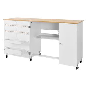 Table de machine à coudre avec roulettes et chevilles en bois - Station de charge multifonction pliable au design compact - Product Image 3