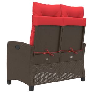 Grand banc de jardin inclinable en rotin PE marron, bancs de patio - Product Image 5