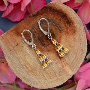 Handmade Citrine <b>Earrings</b> 925 Sterling Silver Lever <b>Back</b> Gemstone Jewelry Elegant Gift For Women Fashion <b>Earrings</b> - Product Image 6