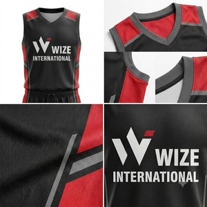 Ensemble de maillots de basket-ball personnalisés WIZE INTERNATIONAL, unisexe, sans manches, col en V, tissu respirant, vêtements de sport - Product Image 4