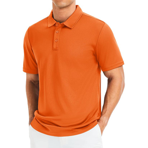 Polo de golf coupe décontractée en mélange de coton doux, tissu respirant, infroissable, entretien facile, col classique - Product Image 1