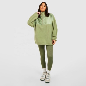 Sweat-shirt polaire unisexe personnalisé à capuche et quart de zip, coupe oversize, grandes tailles, color block, épaules tombantes, manches longues, style Teddy, pour l'automne - Product Image 6