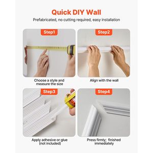 Kit di 3 Pannelli Leggeri per Rivestimento Murale, Facile Installazione, Impermeabili, Verniciabili, in Polistirene, Profilo Largo - Product Image 6