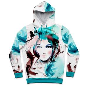Sweat à capuche tricoté respirant style automne en polyester/coton pour femme - Coupe ample amincissante et écologique avec sublimation - Product Image 1