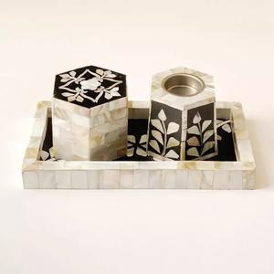 Luxury Mother of Pearl and Red Resin Bakhoor Burner with Matching Tray and <b>Box</b> Incense Holder Set for Home, <b>Ramadan</b>,<b>Gifting</b> - Product Image 3