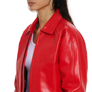 Vestes en cuir courtes tendance pour femmes, design de col personnalisé, coupe-vent, vestes en cuir courtes tendance pour femmes - Product Image 4