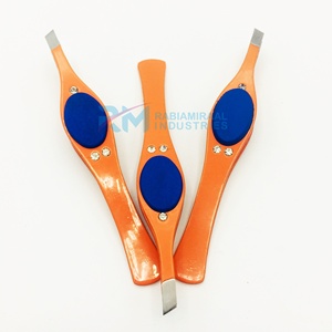RMI New Trending Product Customized Orange Powder Coated Color New Eyebrow Tweezers - Product Image 4