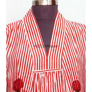 Vestido Maxi de Algodón con Estampado Floral Hecho a Mano, Manga Larga, Cuello en V, Estilo Bohemio, Ecológico, Corte en A, para Verano - Product Image 3