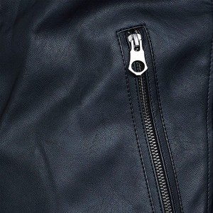 Chaqueta de moto de cuero PU para hombre de Relevo Industries, con cuello alto, cierre de cremallera, color sólido, corte ajustado, para otoño. - Product Image 6