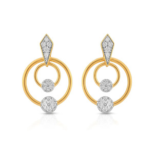 Pendientes colgantes de diamantes con círculo geométrico dorado - Product Image 1
