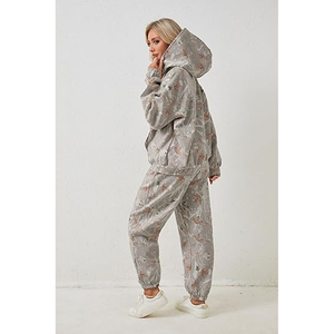 Conjunto de Sudadera con Capucha y Pantalones Anchos para Mujer, en Felpa con Spandex, Diseño Sólido, Corte Holgado, Estilo Casual Urbano, para Todas las Temporadas - Product Image 4