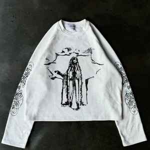 T-shirt pour homme à manches longues imprimé en relief 100% coton décontracté de qualité supérieure - Product Image 1