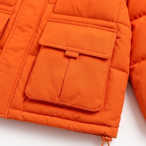 Unisex Orange Color Puffer Jacket Quilted Winter <b>Stand</b> Collar <b>Coat</b> Zip Up Outdoor Streetwear Custom Private Label OEM ODM - Product Image 6