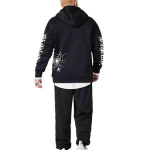 Ensemble de survêtement gothique Y2K personnalisé pour homme, imprimé squelette toile d'araignée, sweat à capuche et pantalon de survêtement, deux pièces, streetwear de haute qualité - Product Image 2