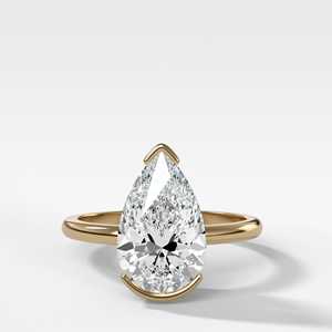 Solid 14K 18K Gold Teardrop Engagement <b>Ring</b> F VS Lab Grown <b>Open</b> Side Floating <b>Ring</b> Custom High End Jewelry Factory Bulk Supplier - Product Image 1