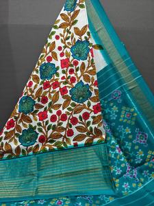 ผ้าไหมโดลา ลายกัลัมคารี ผ้าแจ็คการ์ดทอลายขอบ  ผ้าซารีกันยับ สำหรับงานปาร์ตี้ ขายส่ง เสื้อผ้าอินเดีย ปากีสถาน ราคาดีที่สุด - Product Image 4