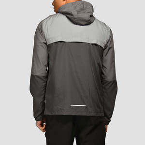 Veste coupe-vent réversible imperméable à capuche pour homme, style hip-hop, pour activités sportives en extérieur, avec logo frontal, vente en gros - Product Image 2