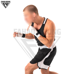 Ensemble de boxe noir et blanc, short et débardeur, entraînement de combat, unisexe, adulte, vêtements de boxe et d'arts martiaux pour l'entraînement et la compétition - Product Image 4