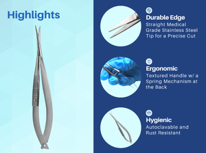 Castroviejo Micro <b>Scissors</b> Straight Stainless Steel Manual All Sizes Surgical Instruments Regal Impex - Product Image 3