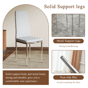 Moderno minimalista 6 pezzi sedie da pranzo Set grigio chiaro PU sedile con gambe in metallo argento per la famiglia sala da pranzo e ambienti domestici - Product Image 4