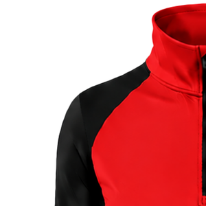 Women Quarter Zip Athletic <b>Top</b> <b>Red</b> <b>Long</b> <b>Sleeve</b> Fitted Sports Training Shirt High Collar Thumbhole Performance Activewear - Product Image 4