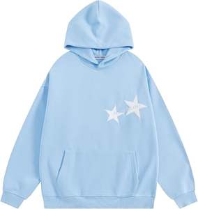 Sudadera con Capucha Oversize Bordada 100% Algodón con Gráficos Estilo Estético Años 90, Cuello Redondo, Manga Larga - Product Image 3